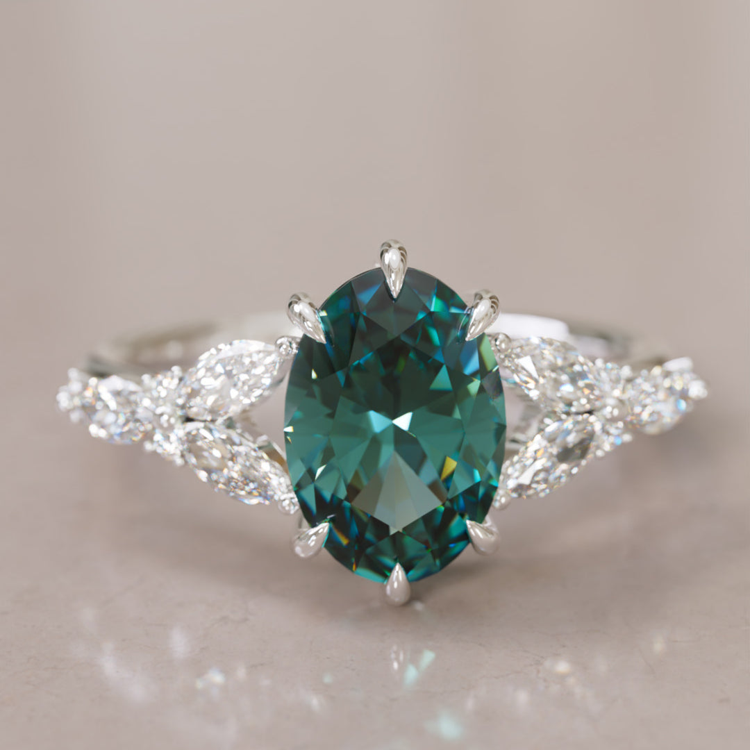 Orchid Oval Teal Sapphire Engagement Flower Ring Nature Inspired By Valley Rose