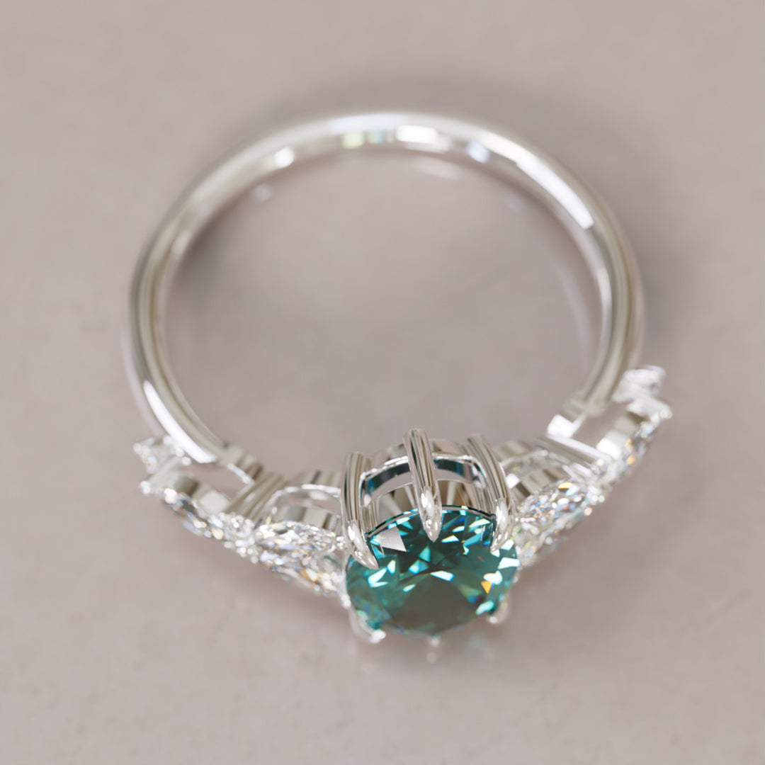 Orchid Oval Teal Sapphire Engagement Flower Ring Nature Inspired By Valley Rose