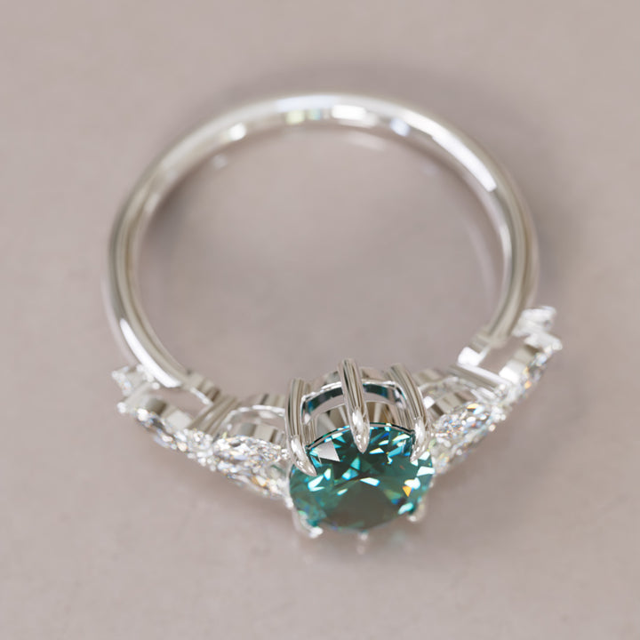 Orchid Oval Teal Sapphire Engagement Flower Ring Nature Inspired By Valley Rose
