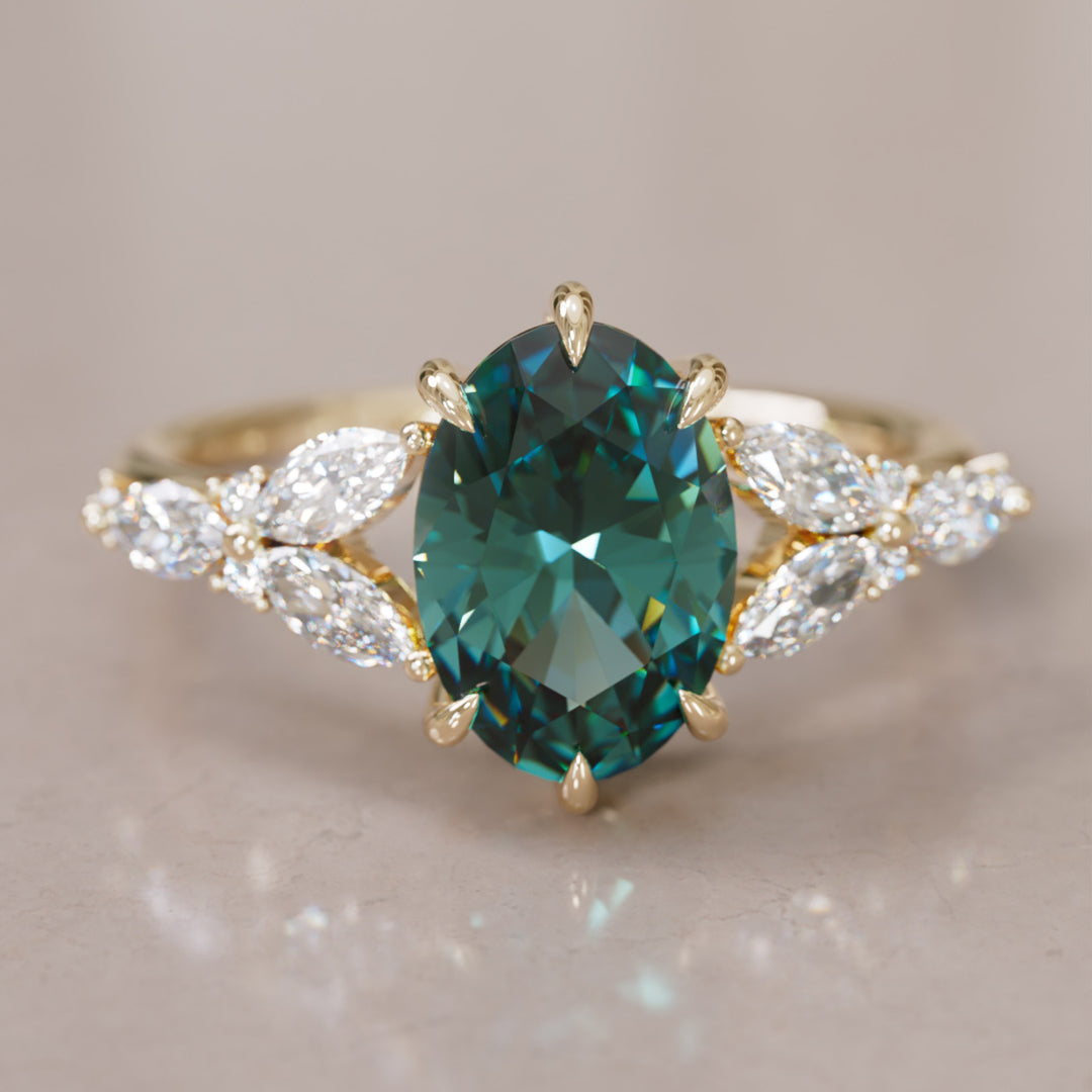 Orchid Oval Teal Sapphire Engagement Flower Ring Nature Inspired By Valley Rose
