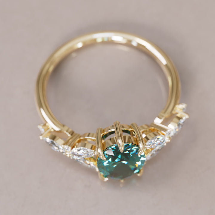 Orchid Oval Teal Sapphire Engagement Flower Ring Nature Inspired By Valley Rose