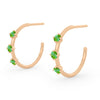 Green Tourmaline Gold 3 Stone Hoops, Orion's Belt Constellation By Valley Rose Ethical Jewelry