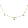 Teal Sapphire 3 Charm Fringe Gold Necklace By Valley Rose Ethical Jewelry