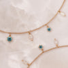 Teal Sapphire & Marquise Diamond Charm Fringe Gold Necklace By Valley Rose Ethical Jewelry