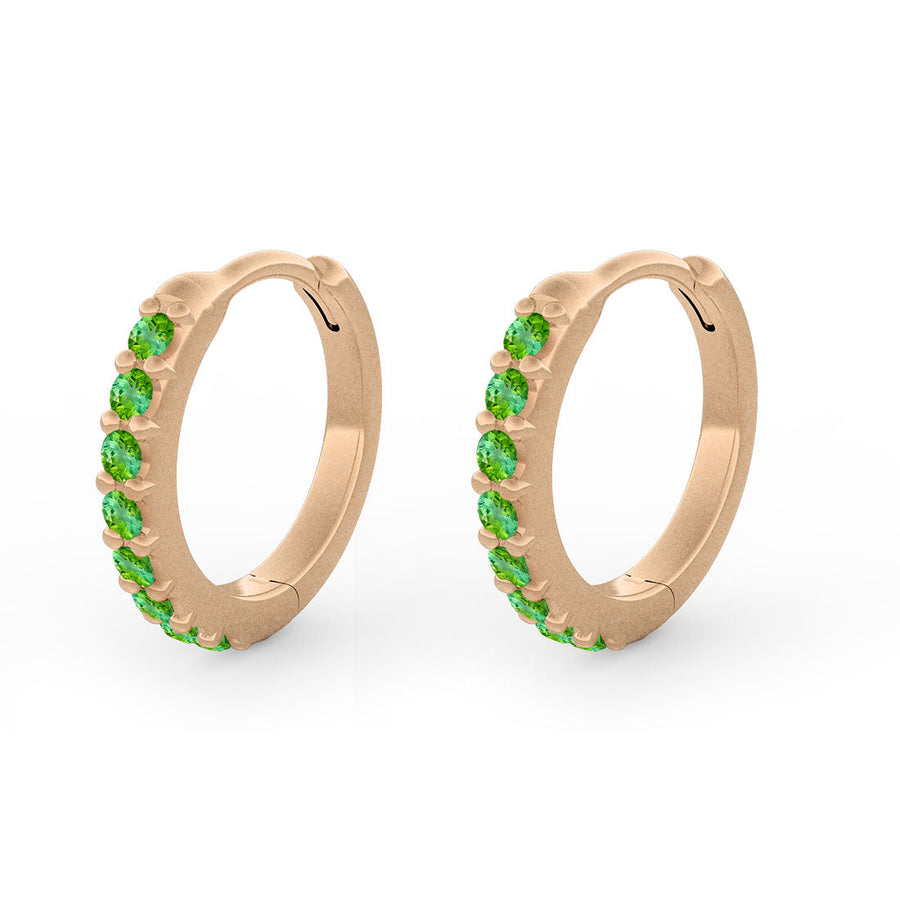 Green Tourmaline Mini Clicker Huggie Gold Hoops Single By Valley Rose Ethical Jewelry