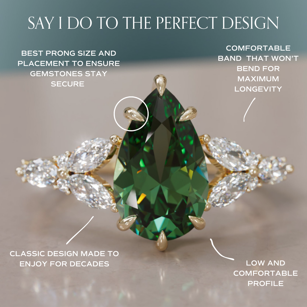 Peony Pear Green Sapphire Engagement Flower Ring Nature Inspired By Valley Rose