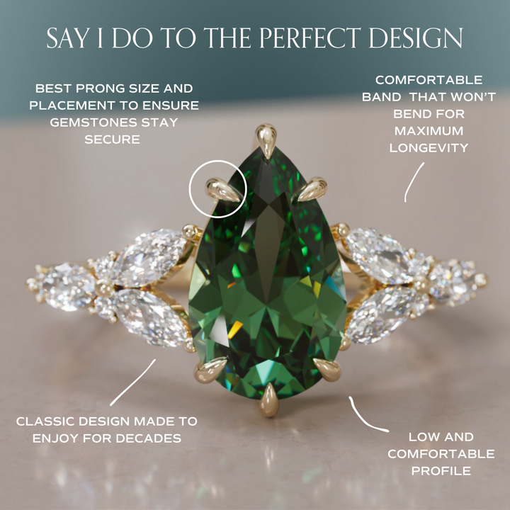 Peony Pear Green Sapphire Engagement Flower Ring Nature Inspired By Valley Rose