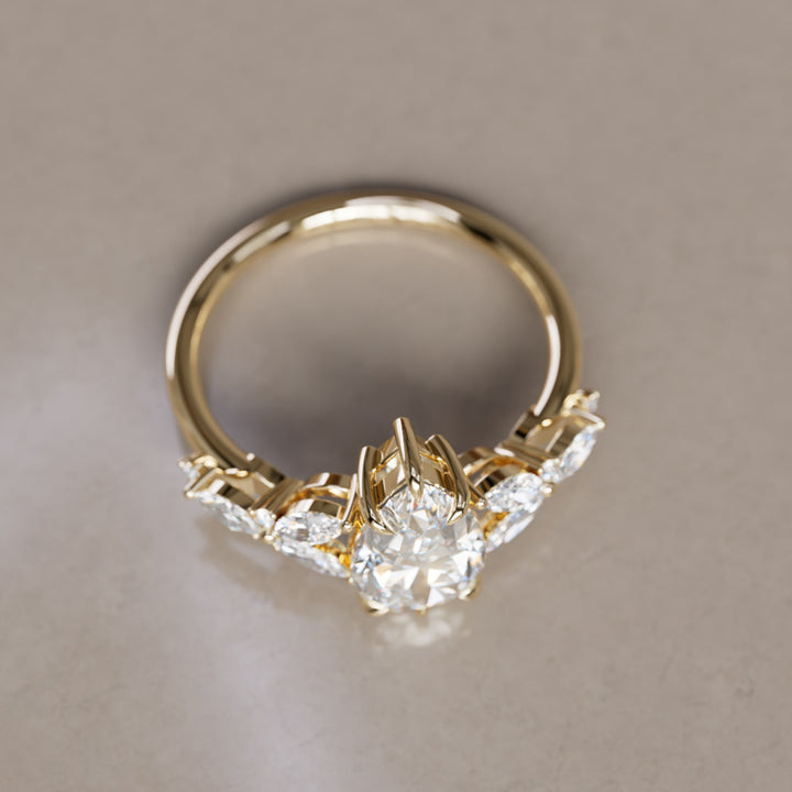 Peony Pear Lab Diamond Engagement Flower Ring Nature Inspired By Valley Rose