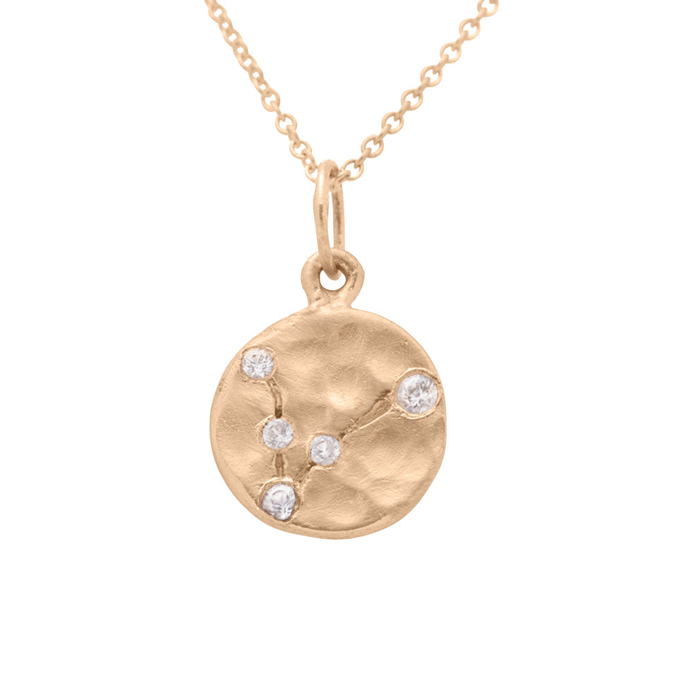 Pisces Zodiac Astrology Charm - Diamond Gold Constellation Pendant Lab Diamond By Valley Rose Ethical Jewelry