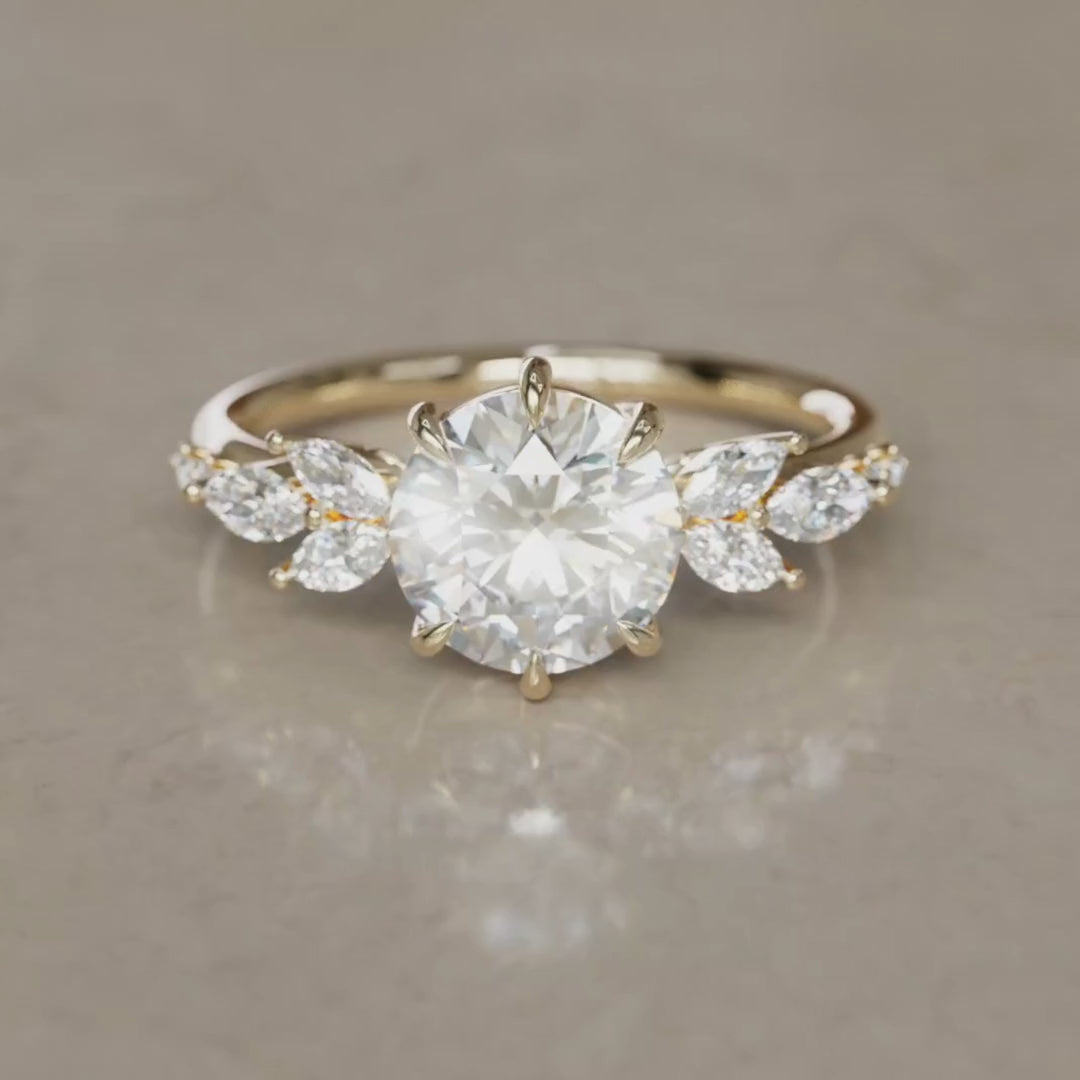 Daisy Round Lab Diamond Engagement Flower Ring Nature Inspired (Setting Only)