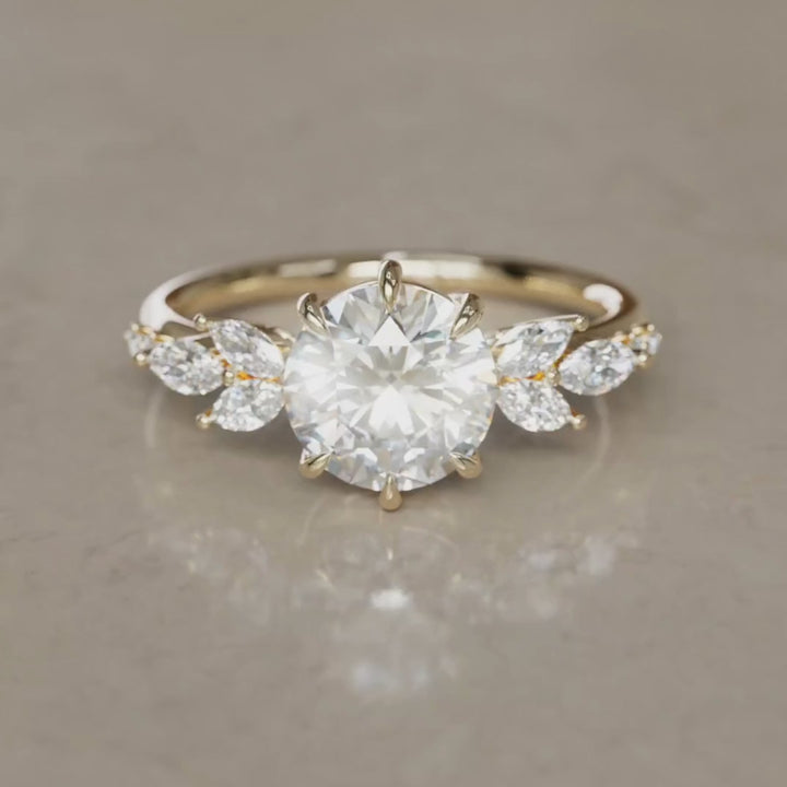 Daisy Round Lab Diamond Engagement Flower Ring Nature Inspired (Setting Only)