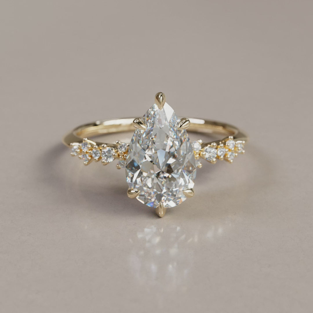Astrid Pear Diamond Unique Celestial Engagement Ring (Setting Only)
