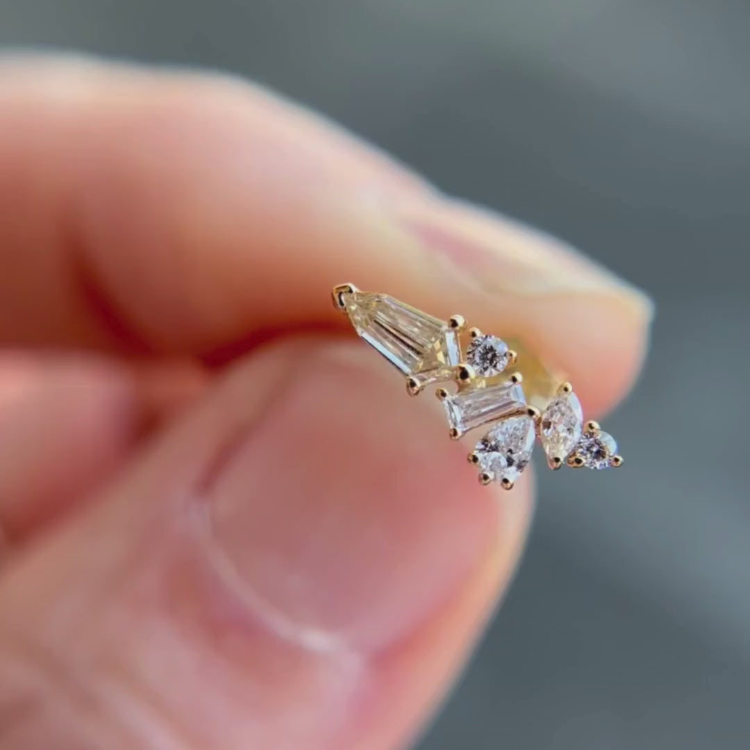 Lyra Shield Diamond Unique Modern Earrings