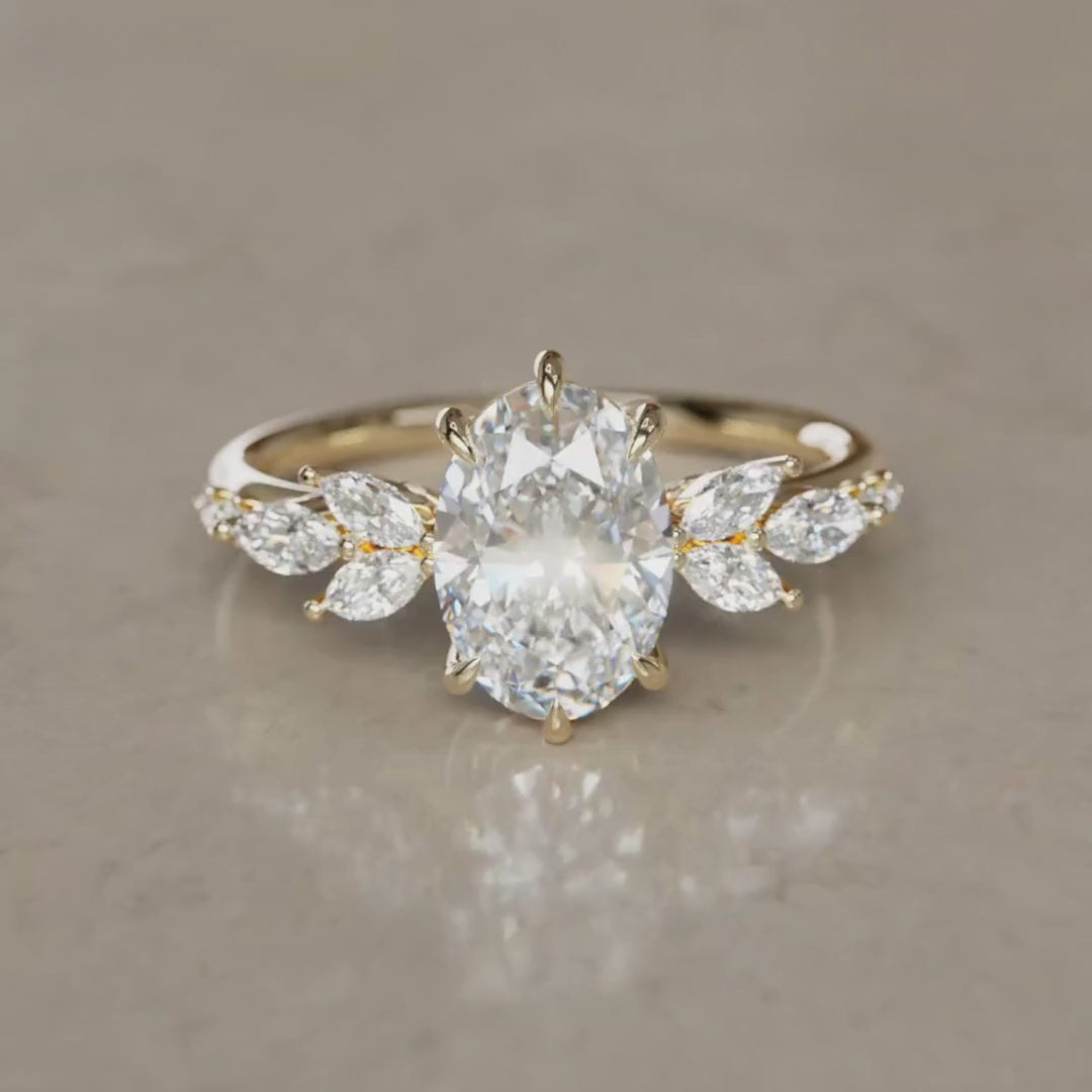 Δαχτυλίδι αρραβώνα με λουλούδι Calla Oval Lab Diamond, εμπνευσμένο από τη φύση (μόνο η βάση)