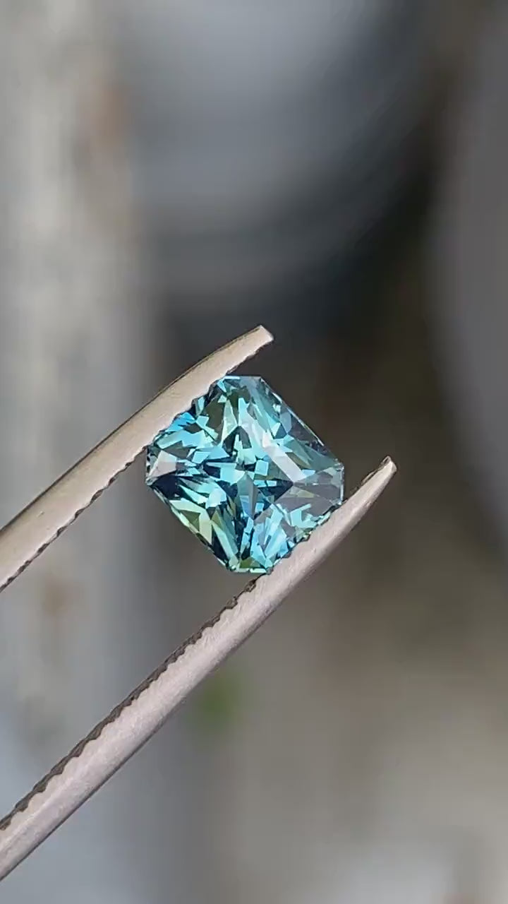 1.48 Ct Радіантний огранювання бірюзово-синій сапфір, 6.1mm x 5.4mm x 4.5mm