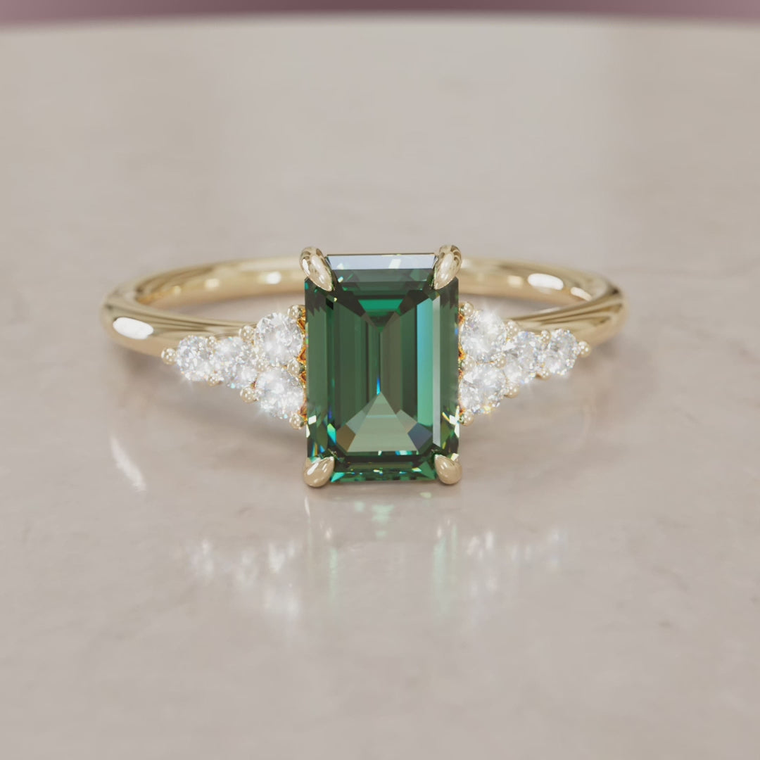 Erica Emerald Cut Green Sapphire Modern Unique Engagement Ring (Setting Only)