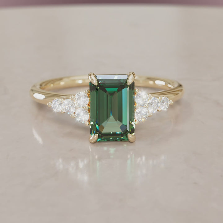 Erica Emerald Cut Green Sapphire Modern Unique Engagement Ring (Setting Only)