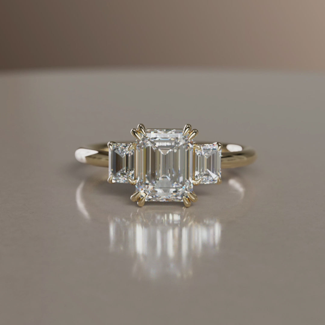 Atlahua Smeraldo Taglio Diamante da Laboratorio Anello di Fidanzamento Unico Moderno Art Deco