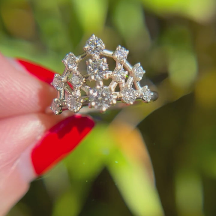 Nebula Celestial Cluster Crown Ring with Diamonds