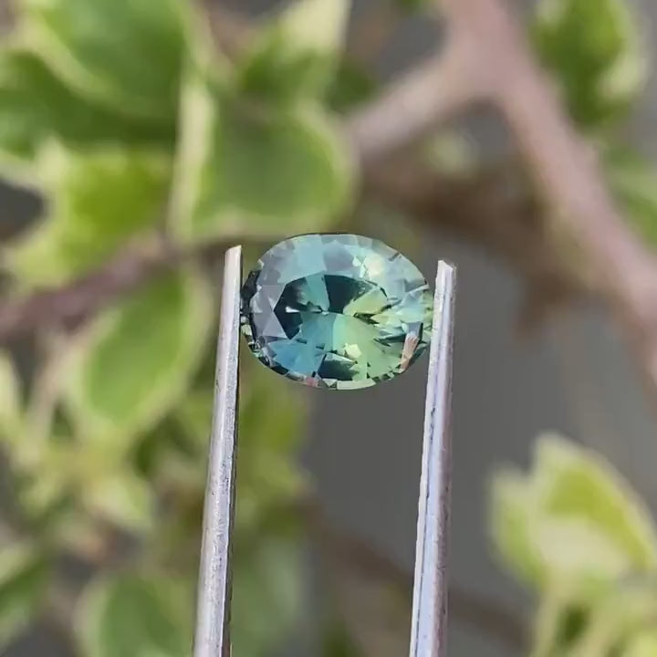 Zafiro verde azulado ovalado de 1.25 Ct, 7.5mm x 6.0mm x 3.7mm