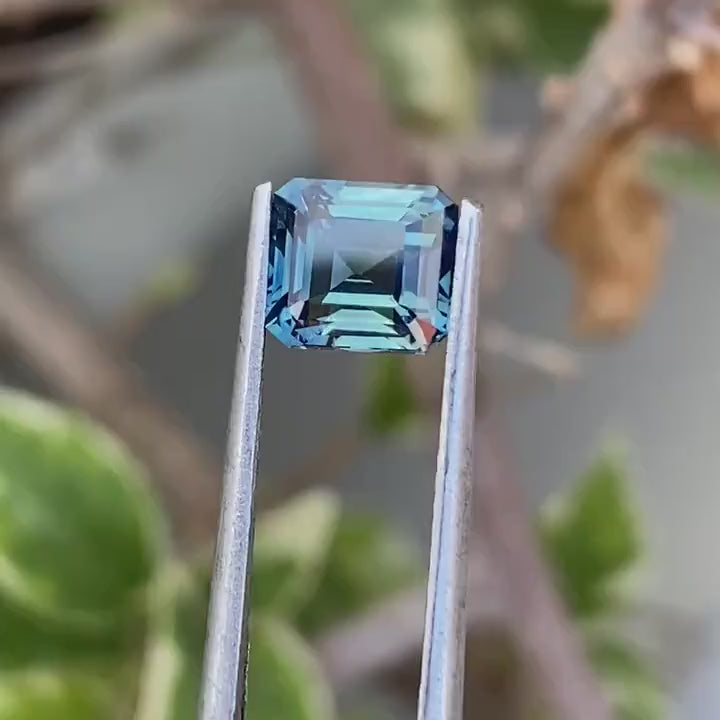 1.58 Ct Смарагдове огранювання бірюзовий сапфір, 6.2mm x 5.7mm x 4.1mm