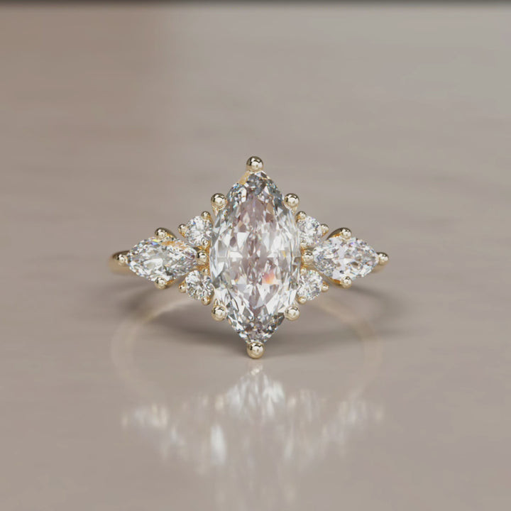 Elain Marquise Lab Diamond Unique Fantasy Engagement Ring (Setting Only)