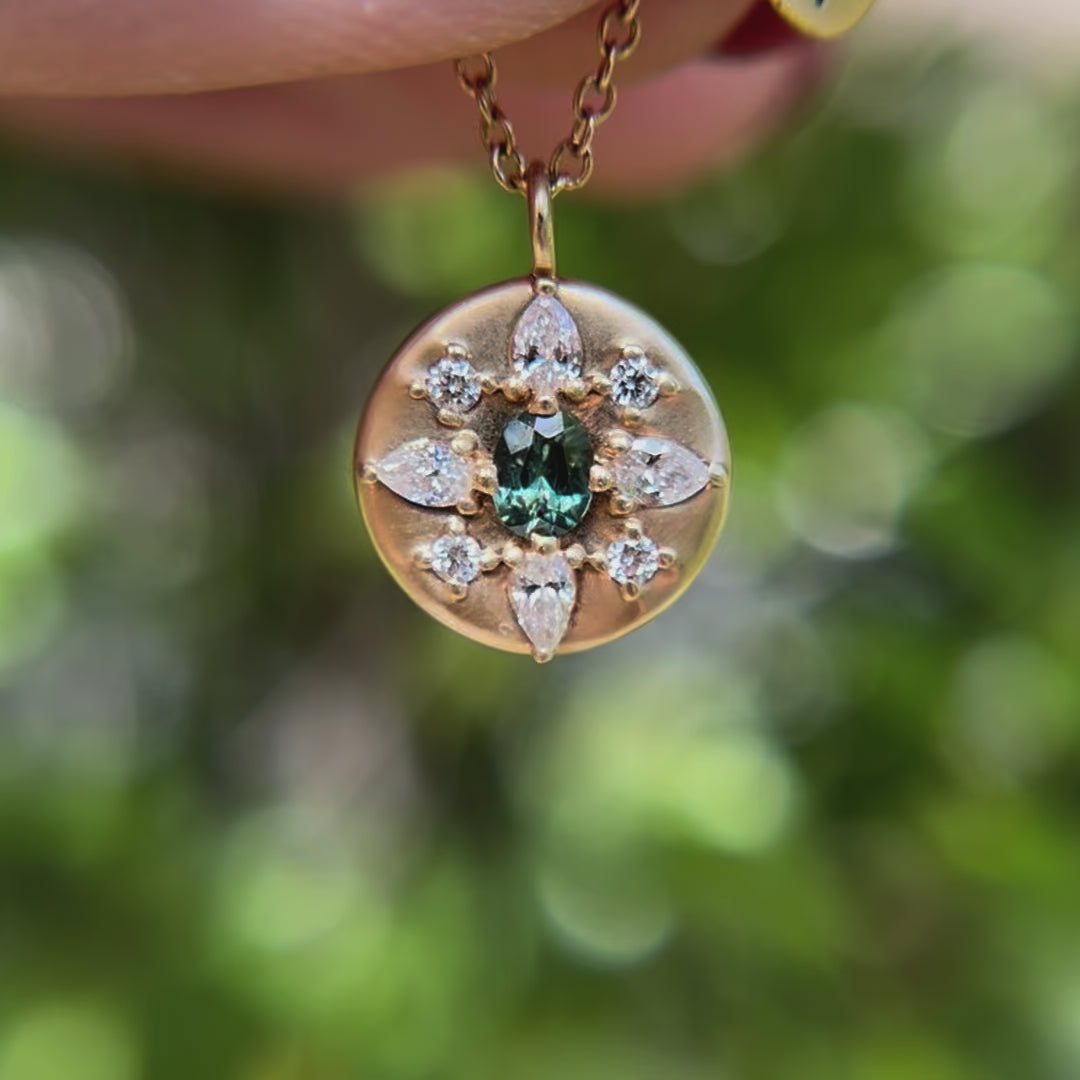 September Birthstone Sapphire Coin Pendant Charm