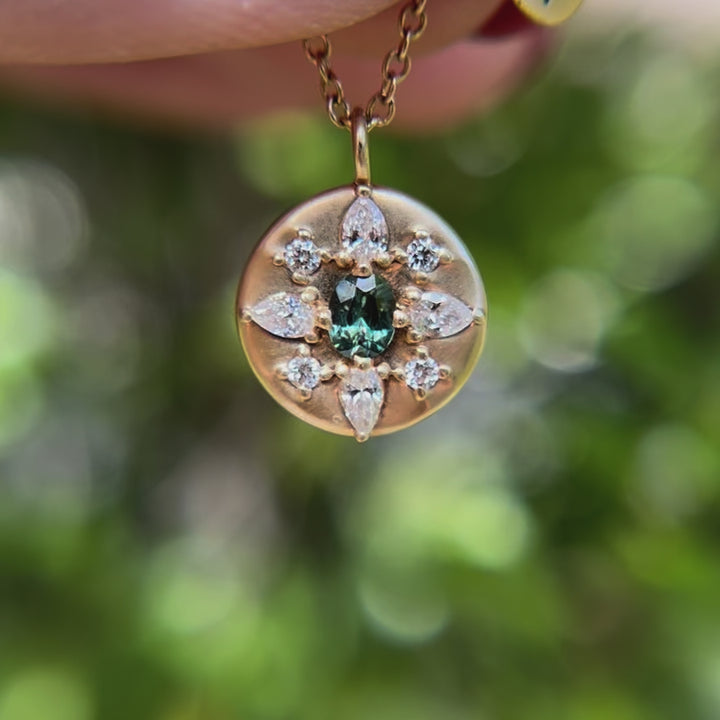 September Birthstone Sapphire Coin Pendant Charm