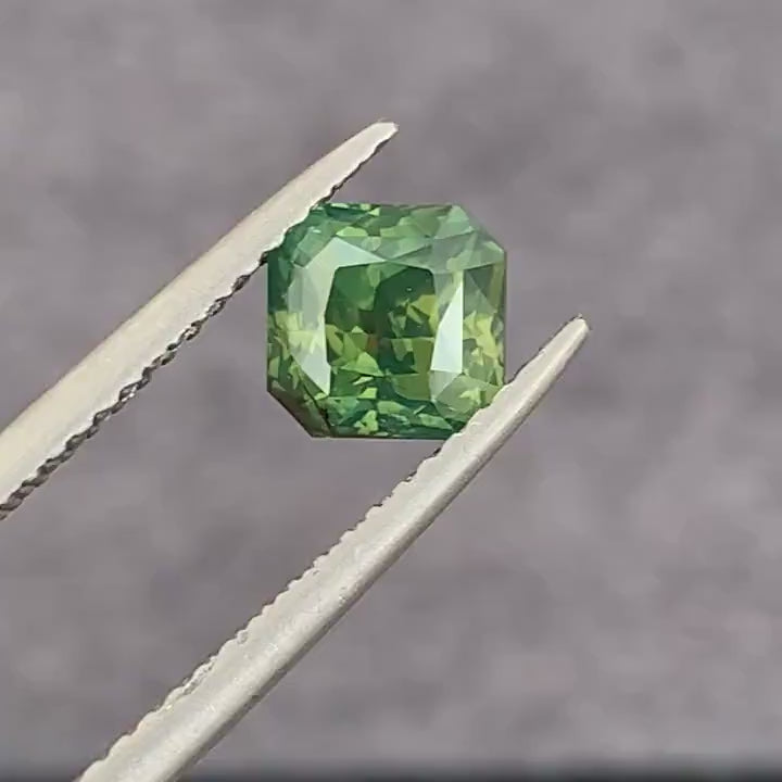 1.54 Ct Asscher Cut Green Sapphire, 5.8mm x 5.7mm x 4.8mm