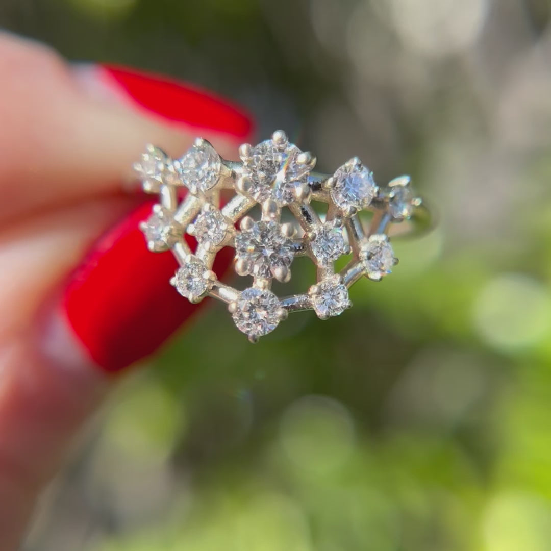 Nebula Celestial Cluster Crown Ring with Diamonds