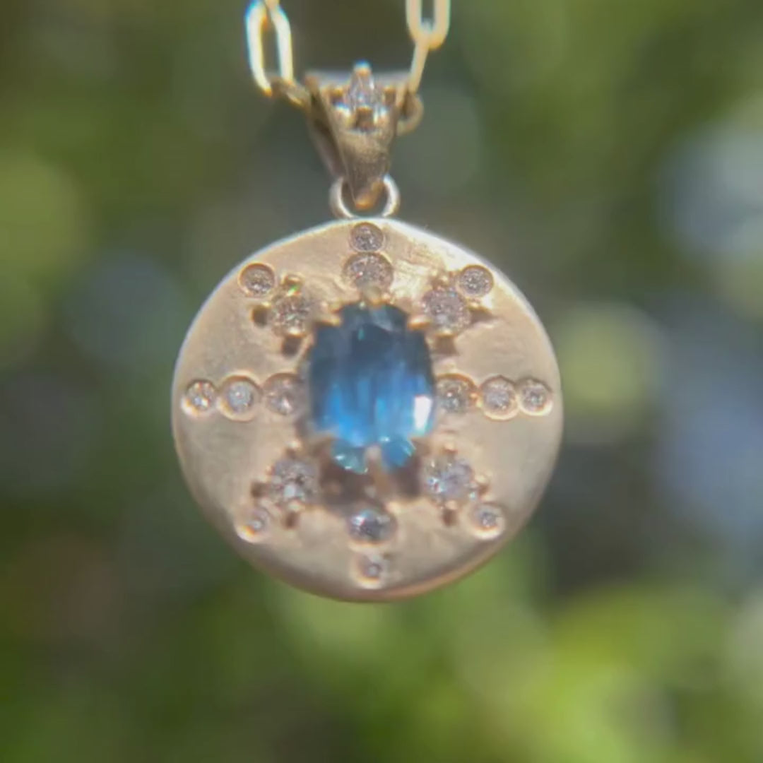 Arcadia Blue Sapphire Coin Pendant No.2 (Ready to Ship)