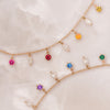 Rainbow Gemstone & Marquise Diamond Gold Charm Fringe Necklace By Valley Rose Ethical Jewelry