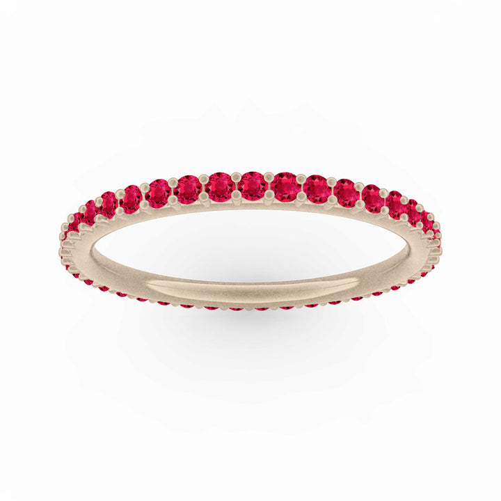 Red Ruby Eternity Ring, Gold Wedding Stacking Band By Valley Rose Ethical Jewelry