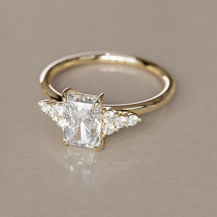 Rohdea Radiant Cut Lab Diamond Modern Unique Engagement Ring By Valley Rose