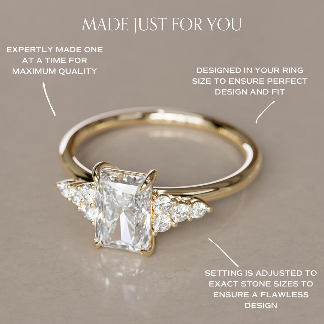 Rohdea Radiant Cut Lab Diamond Modern Unique Engagement Ring By Valley Rose
