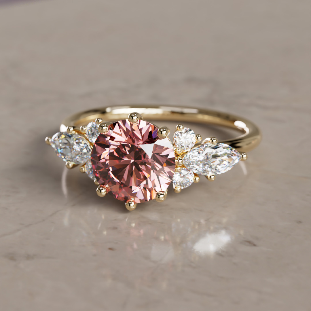 Rosalin Round Pink Lab Diamond Fairytale Engagement Ring By Valley Rose