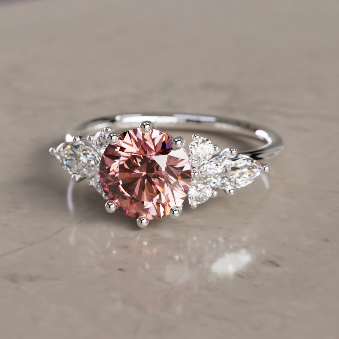 Rosalin Round Pink Lab Diamond Fairytale Engagement Ring By Valley Rose