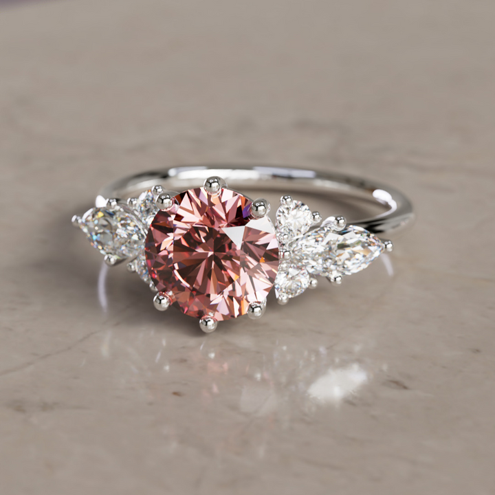 Rosalin Round Pink Lab Diamond Fairytale Engagement Ring By Valley Rose