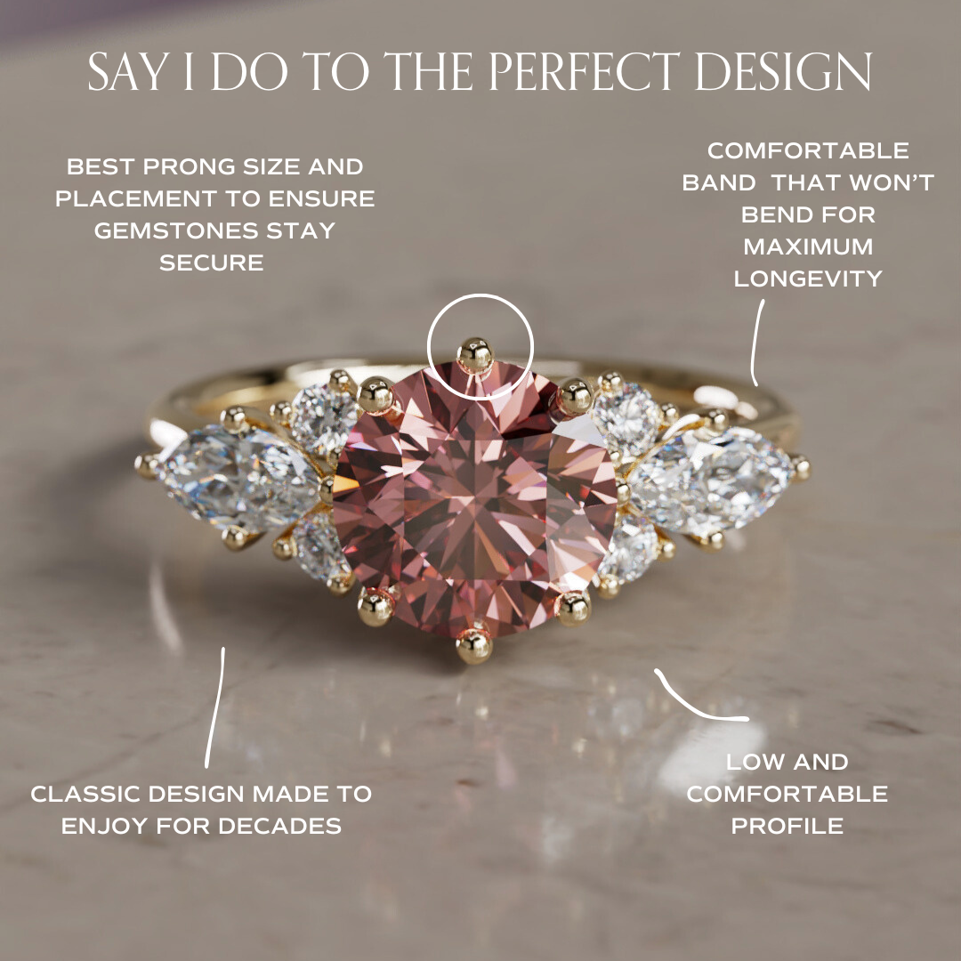 Rosalin Round Pink Lab Diamond Fairytale Engagement Ring By Valley Rose