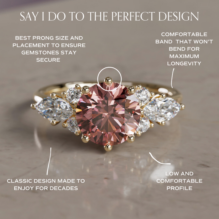 Rosalin Round Pink Lab Diamond Fairytale Engagement Ring By Valley Rose