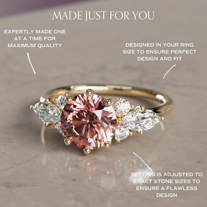 Rosalin Round Pink Lab Diamond Fairytale Engagement Ring By Valley Rose