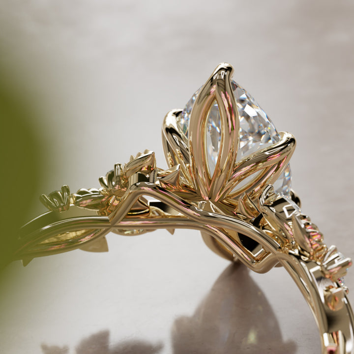 Rosewood Marquise Lab Diamond Engagement Flower Ring Nature Inspired By Valley Rose