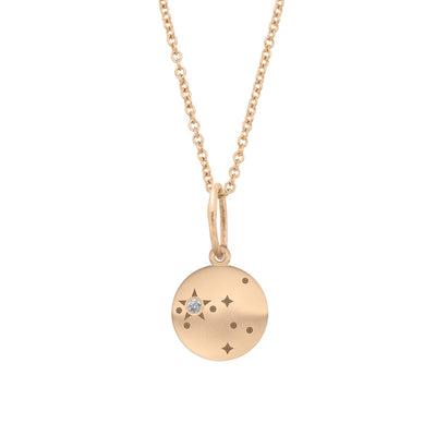 SAGITTARIUS Zodiac Astrology Charm - Diamond Gold Constellation Coin Pendant Lab Diamond By Valley Rose Ethical Jewelry