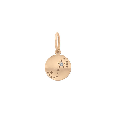 Scorpio Zodiac Astrology Charm - Diamond Gold Constellation Coin Pendant Lab Diamond By Valley Rose Ethical Jewelry