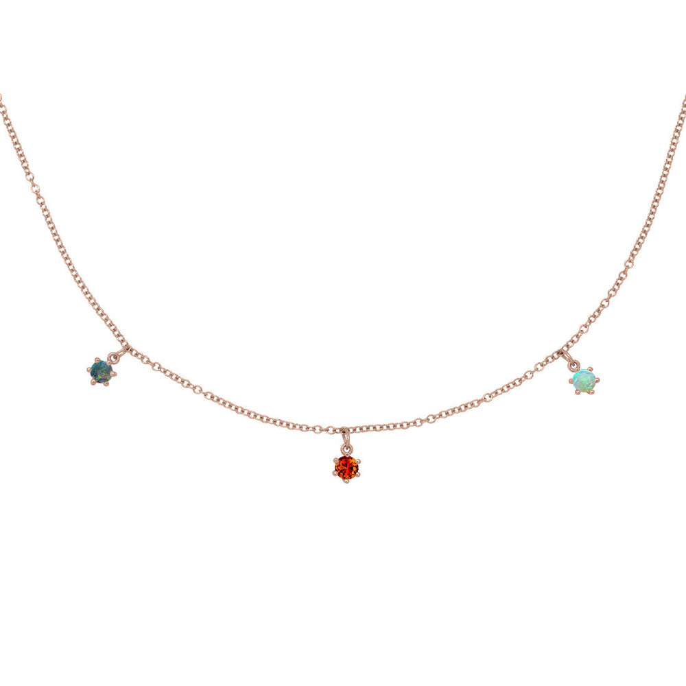 Scorpio Zodiac Gold Fringe Necklace with Citrine & Opal 16" Chain By Valley Rose Ethical Jewelry