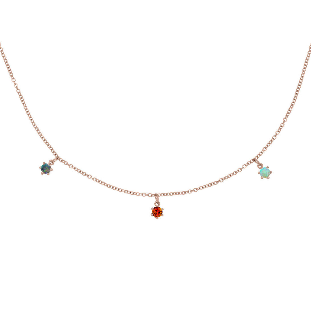 Scorpio Zodiac Gold Fringe Necklace with Citrine & Opal 16" Chain By Valley Rose Ethical Jewelry