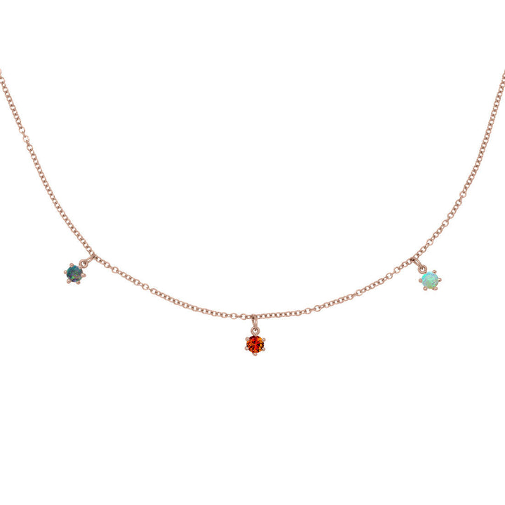 Scorpio Zodiac Gold Fringe Necklace with Citrine & Opal 16" Chain By Valley Rose Ethical Jewelry