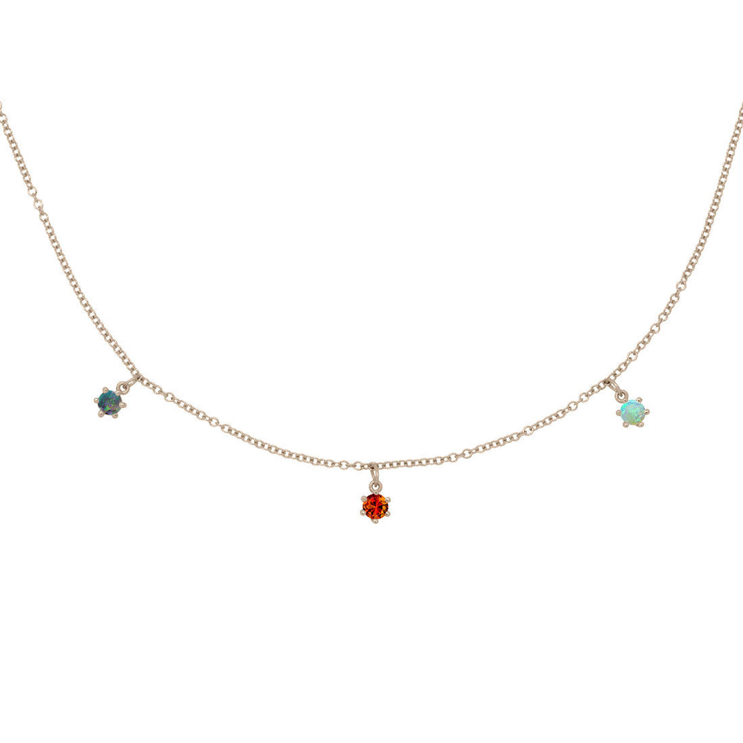Scorpio Zodiac Gold Fringe Necklace with Citrine & Opal 16" Chain By Valley Rose Ethical Jewelry