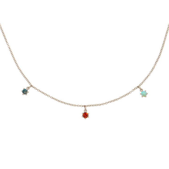 Scorpio Zodiac Gold Fringe Necklace with Citrine & Opal 16" Chain By Valley Rose Ethical Jewelry