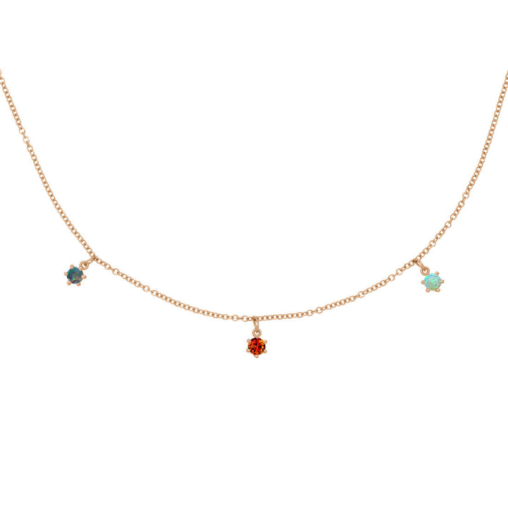 Scorpio Zodiac Gold Fringe Necklace with Citrine & Opal 16" Chain By Valley Rose Ethical Jewelry